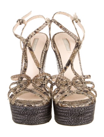 Giorgio Armani Leather Animal Print Espadrilles