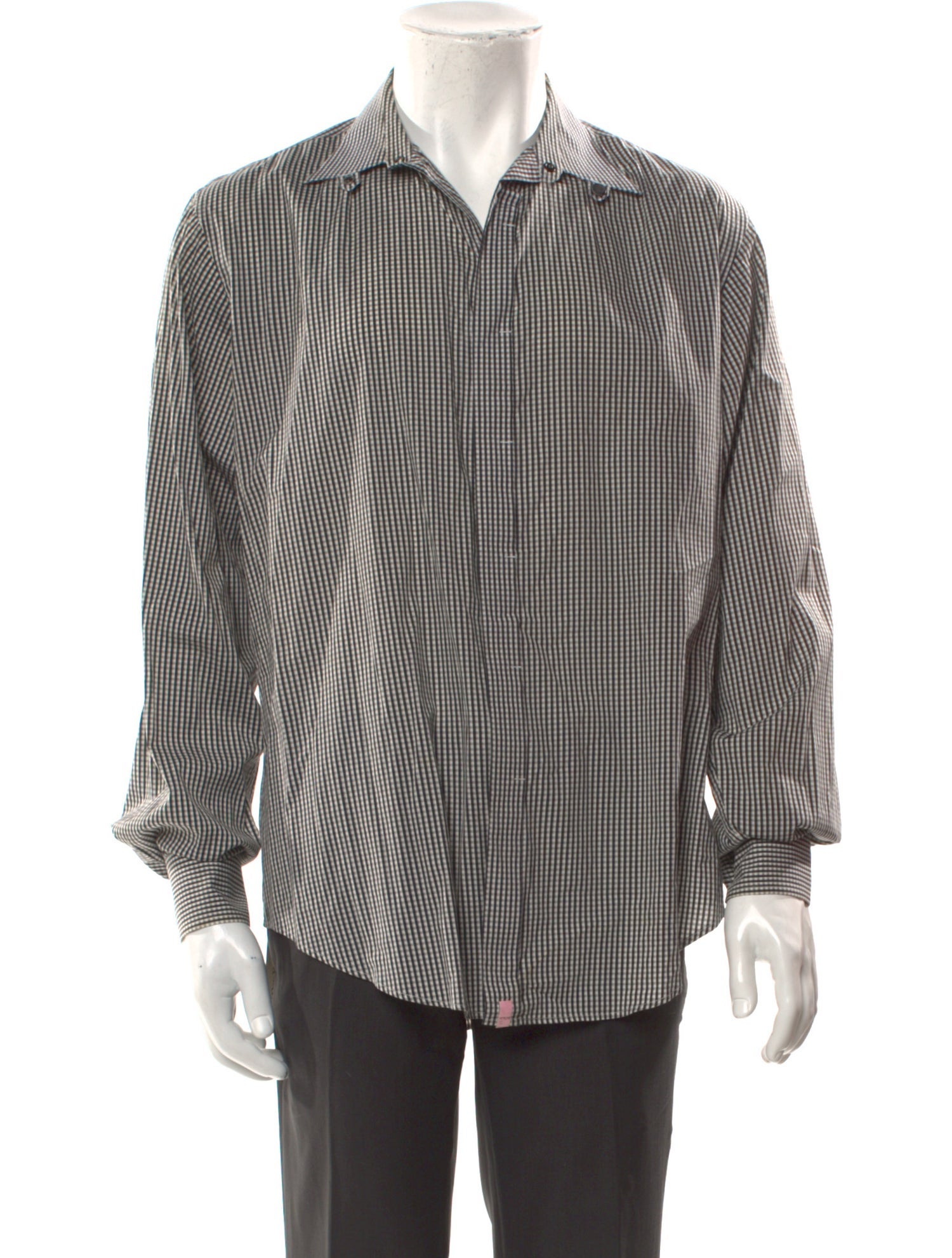 Giorgio Armani Plaid Print Long Sleeve Dress Shirt