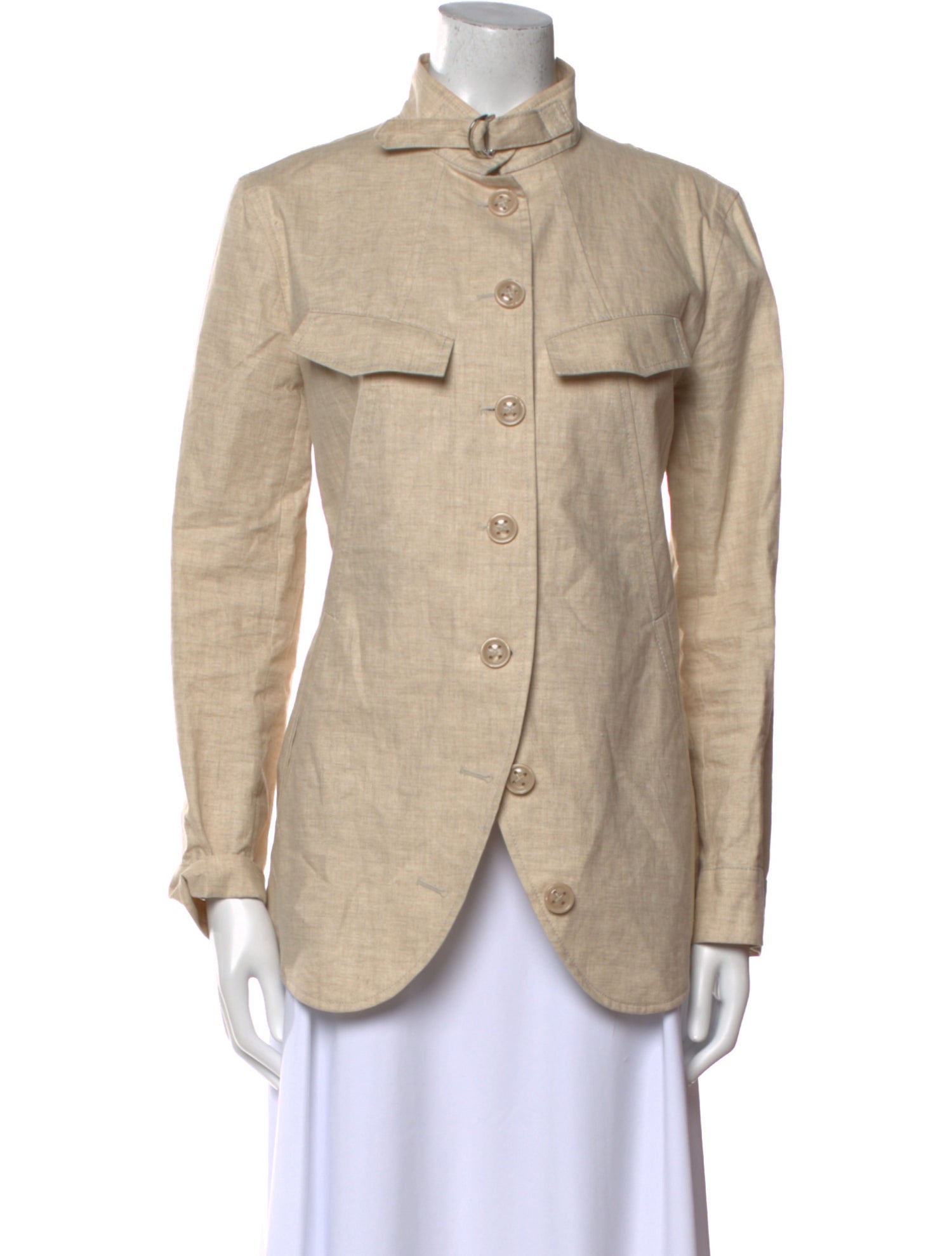 Giorgio Armani Linen Long Sleeve Button-Up Top