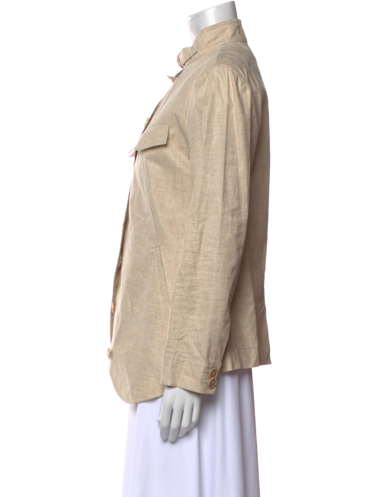 Giorgio Armani Linen Long Sleeve Button-Up Top