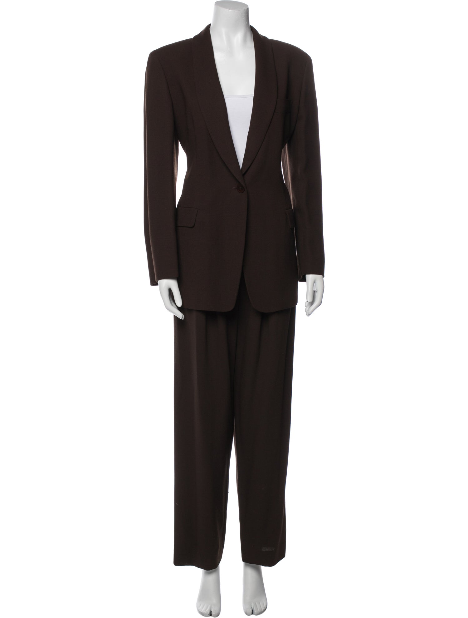 Giorgio Armani Wool Ruffle Embellishment Pantsuit