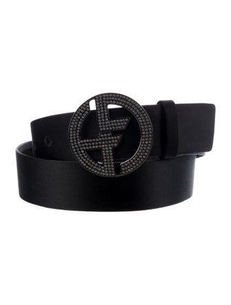 Giorgio Armani Leather Crystal Embellishments Belt