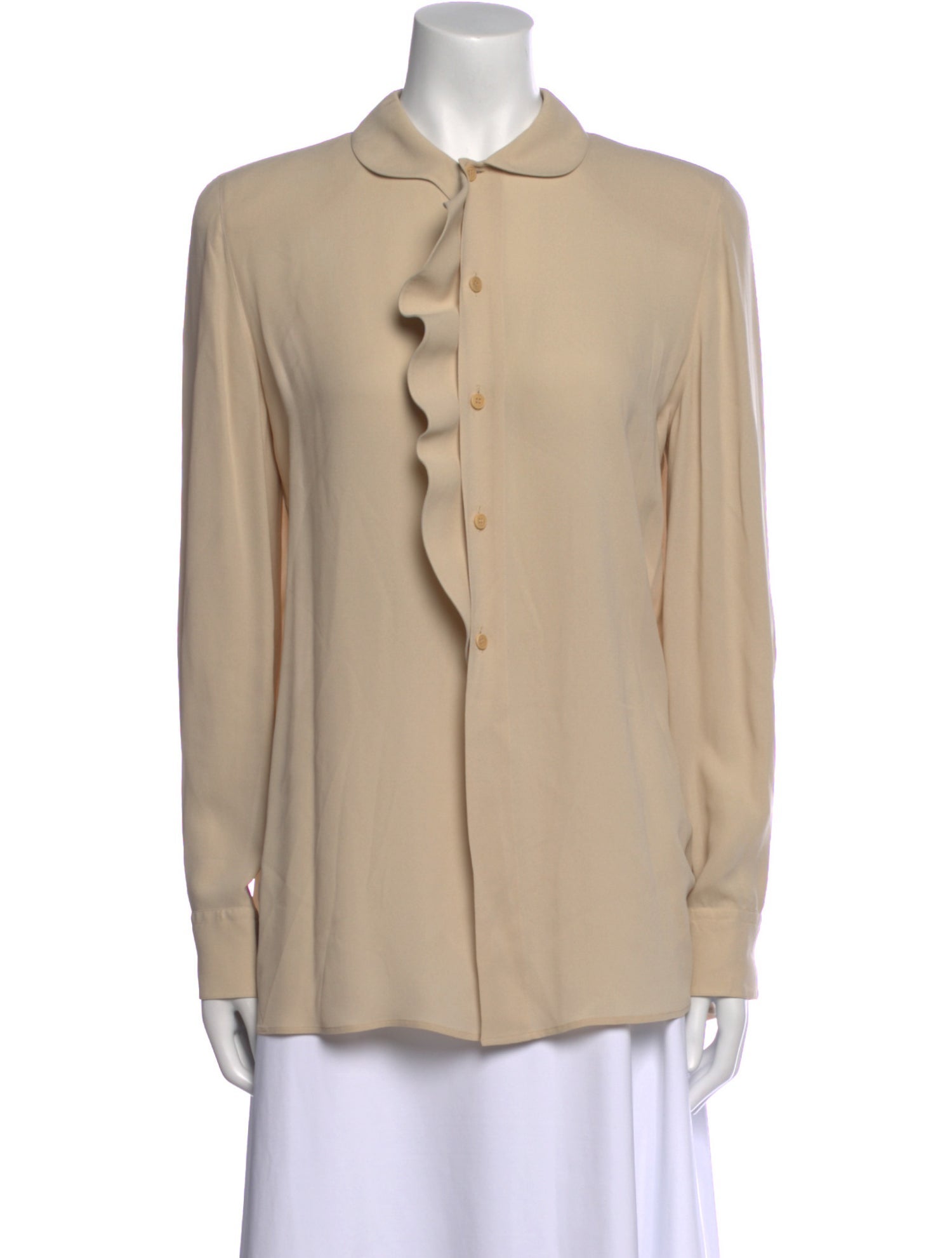 Giorgio Armani Silk Long Sleeve Button-Up Top