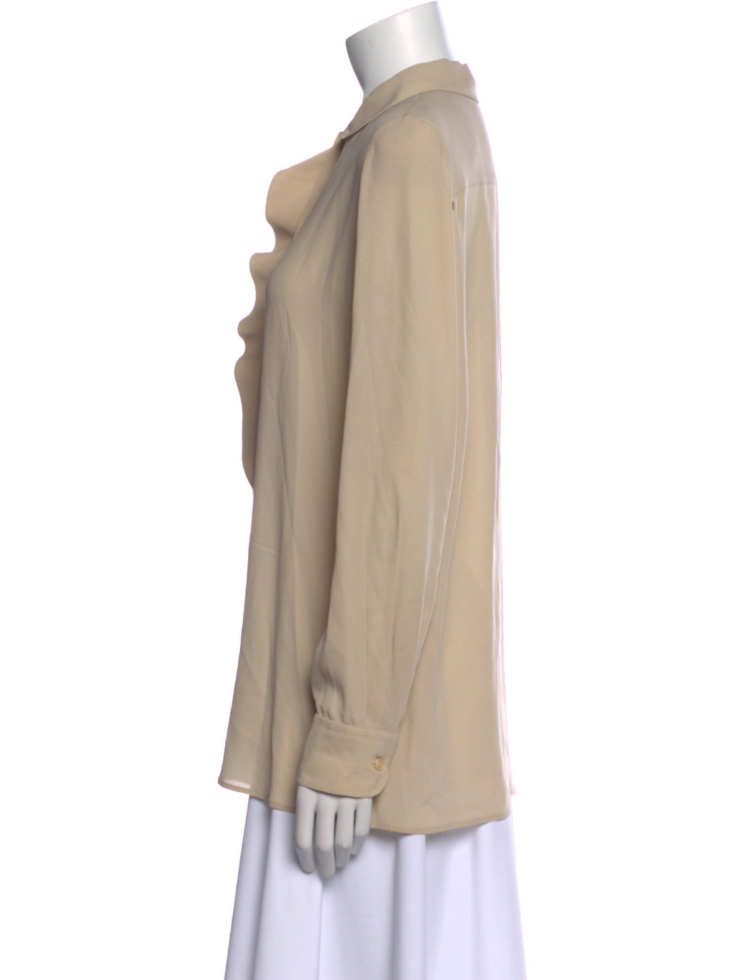 Giorgio Armani Silk Long Sleeve Button-Up Top