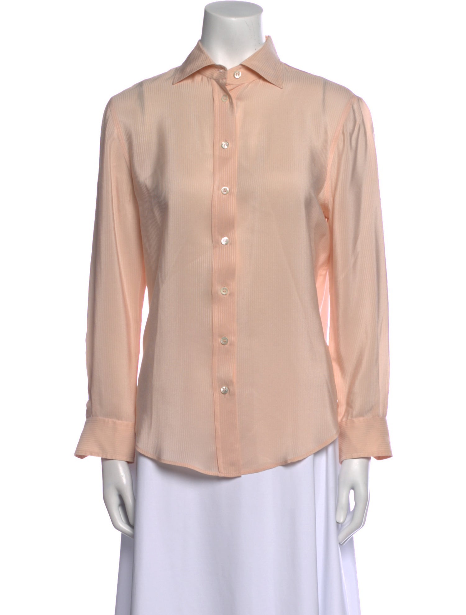 Giorgio Armani Silk Long Sleeve Button-Up Top