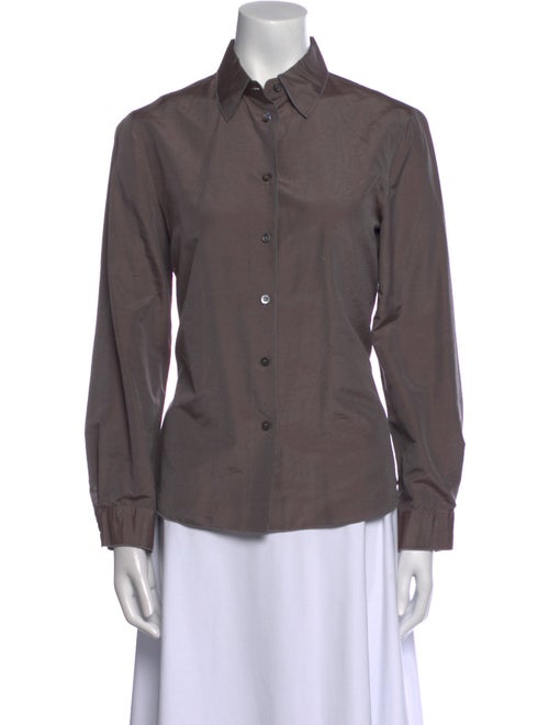 Giorgio Armani Silk Long Sleeve Button-Up Top