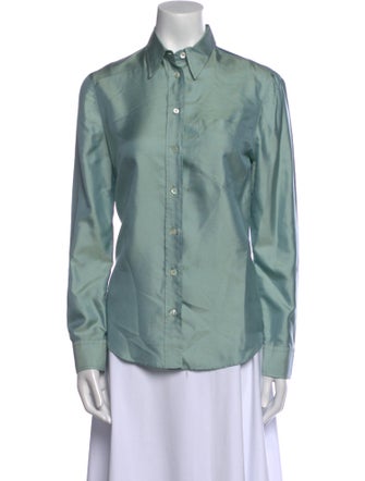 Giorgio Armani Silk Long Sleeve Button-Up Top