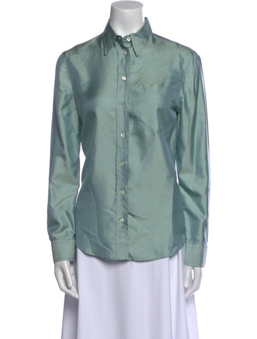 Giorgio Armani Silk Long Sleeve Button-Up Top