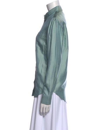 Giorgio Armani Silk Long Sleeve Button-Up Top