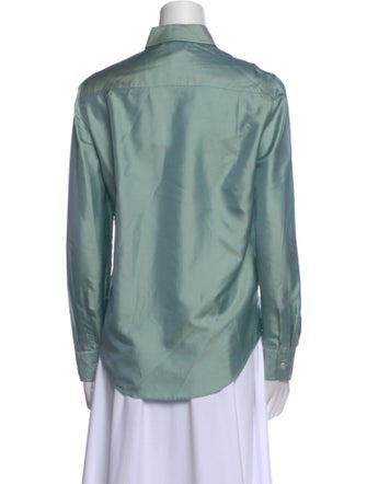 Giorgio Armani Silk Long Sleeve Button-Up Top