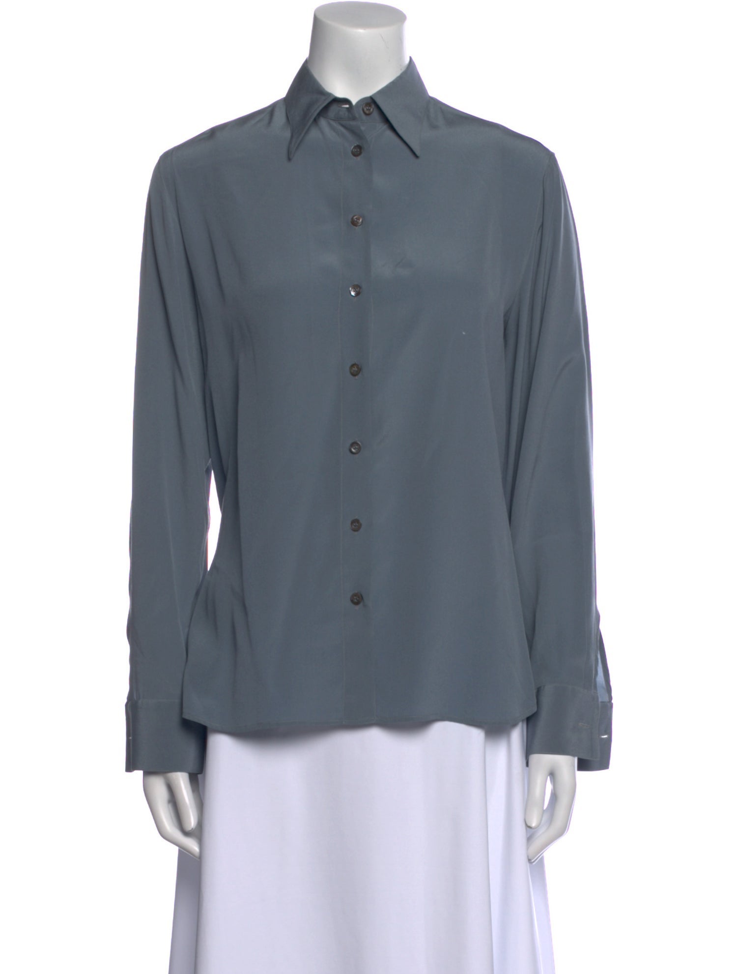 Giorgio Armani Silk Long Sleeve Button-Up Top