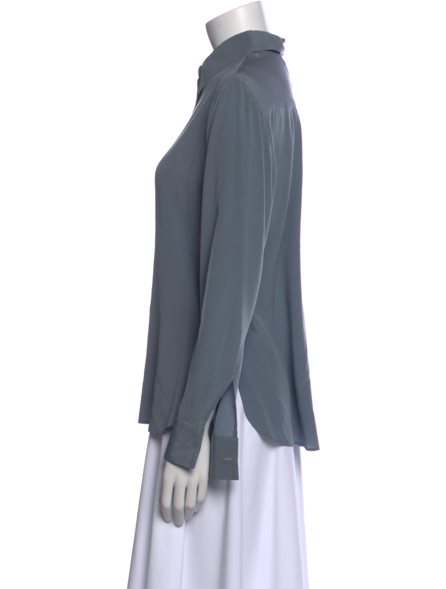 Giorgio Armani Silk Long Sleeve Button-Up Top