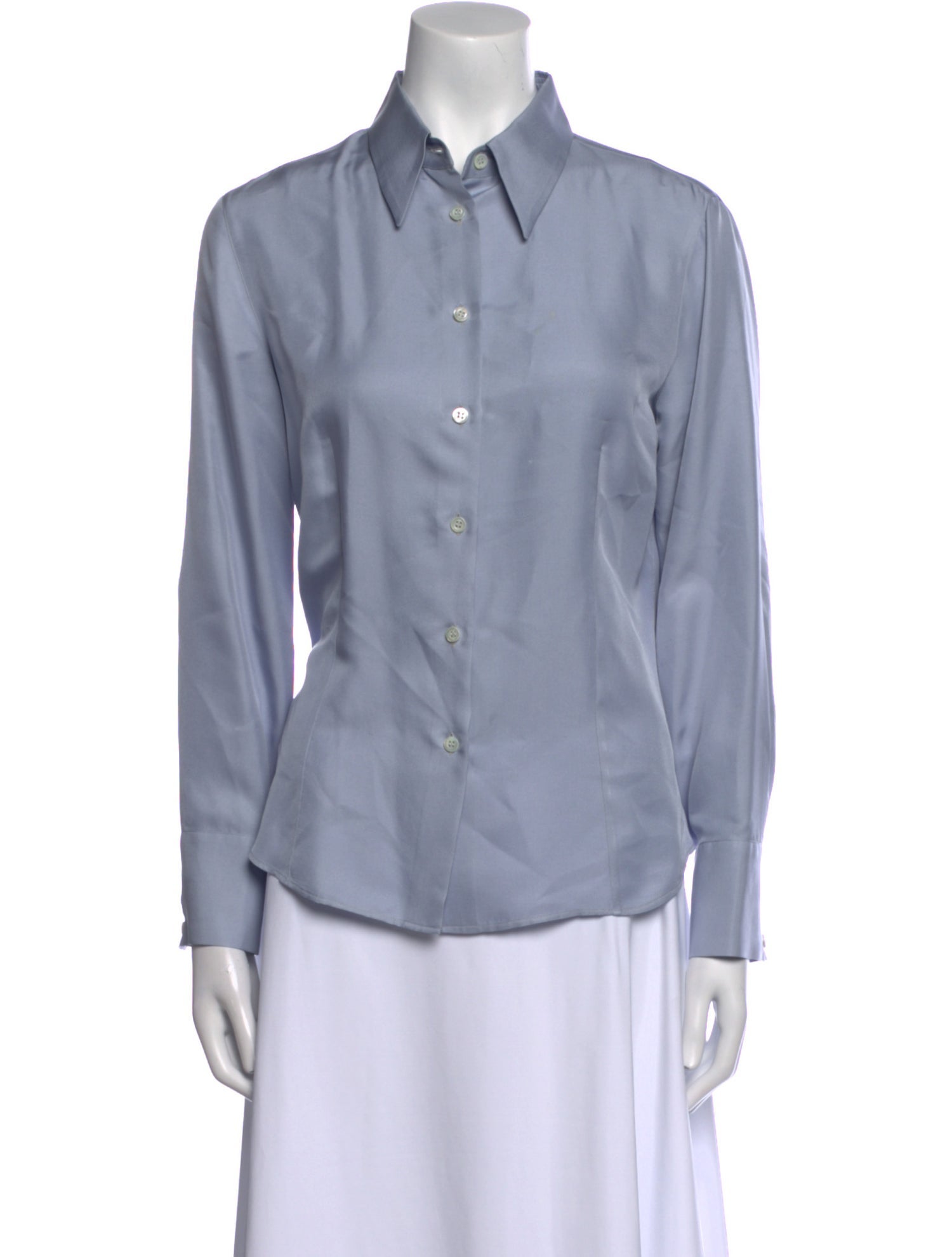 Giorgio Armani Silk Long Sleeve Button-Up Top