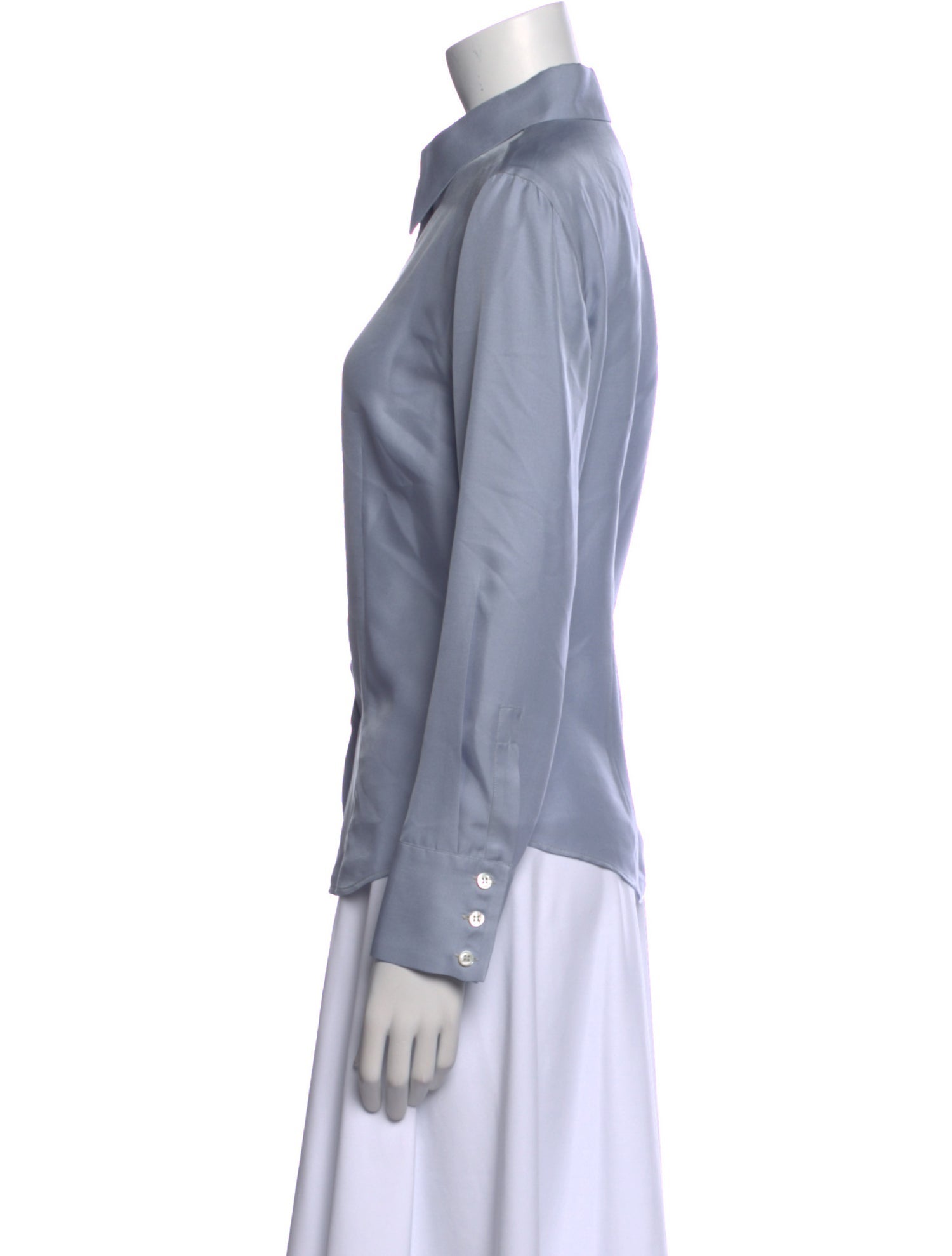 Giorgio Armani Silk Long Sleeve Button-Up Top