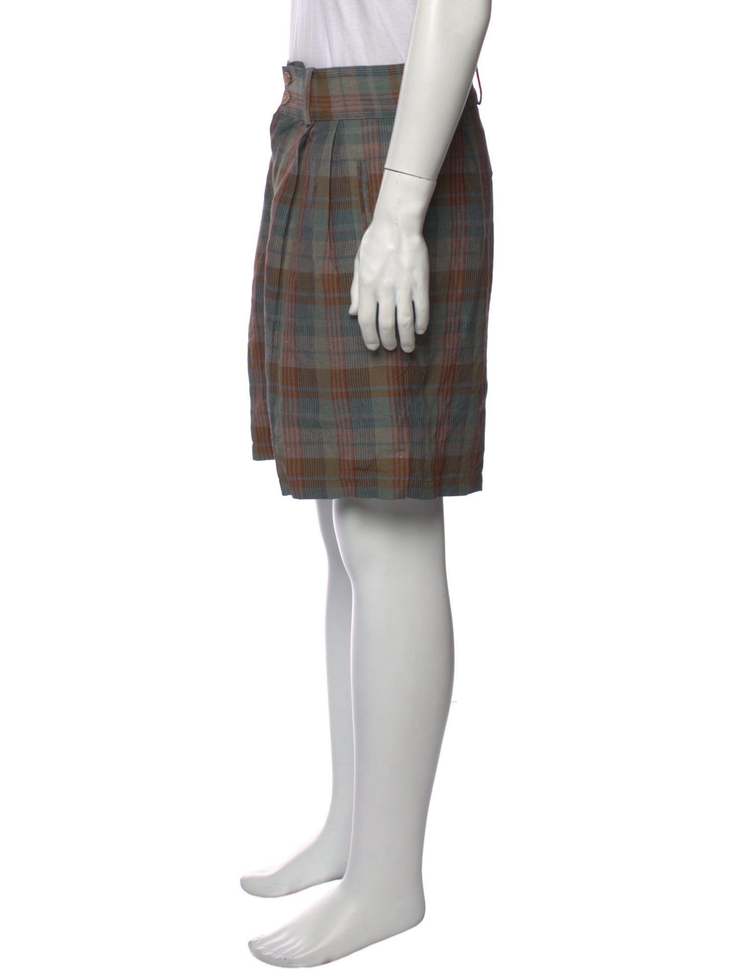 Giorgio Armani Plaid Print Flat Front Shorts