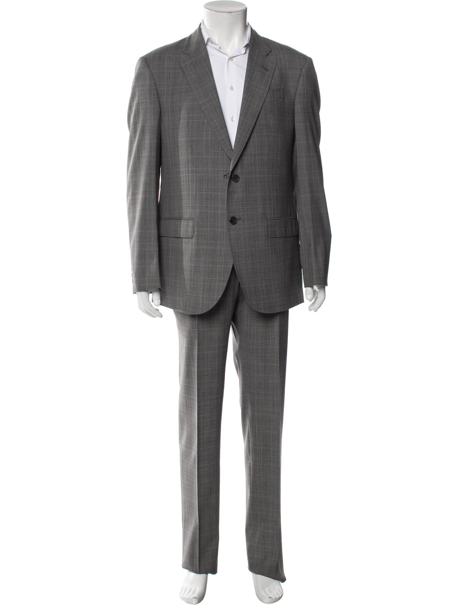 Giorgio Armani Virgin Wool Plaid Print Two-Piece Suit