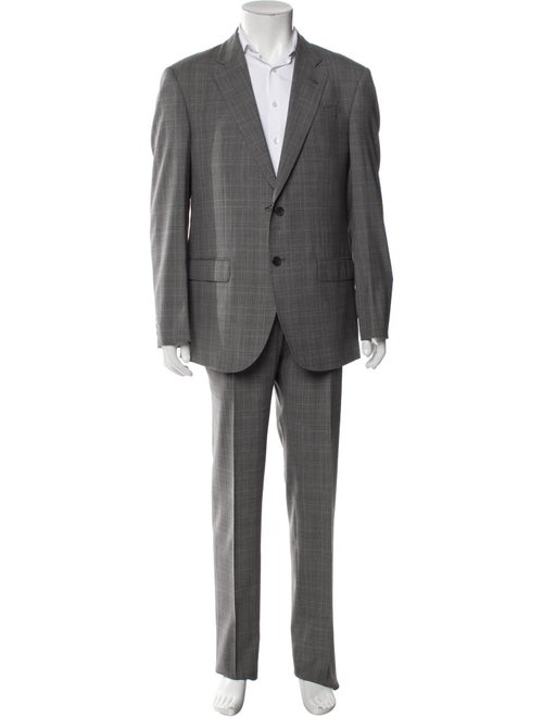 Giorgio Armani Virgin Wool Plaid Print Two-Piece Suit