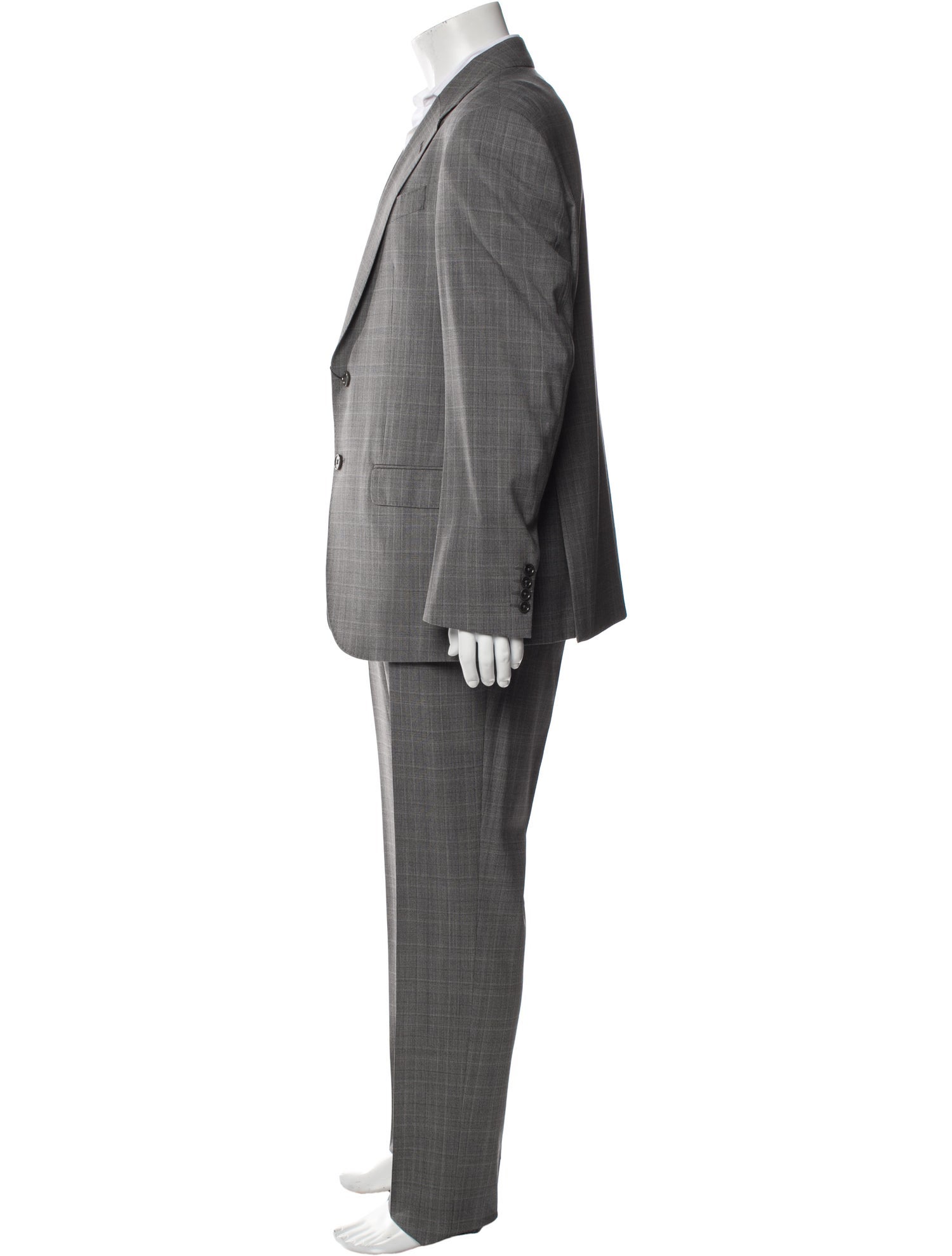 Giorgio Armani Virgin Wool Plaid Print Two-Piece Suit