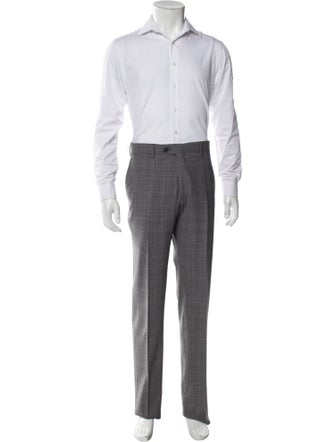 Giorgio Armani Virgin Wool Plaid Print Two-Piece Suit