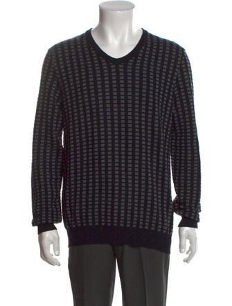 Giorgio Armani Plaid Print V-Neck Pullover