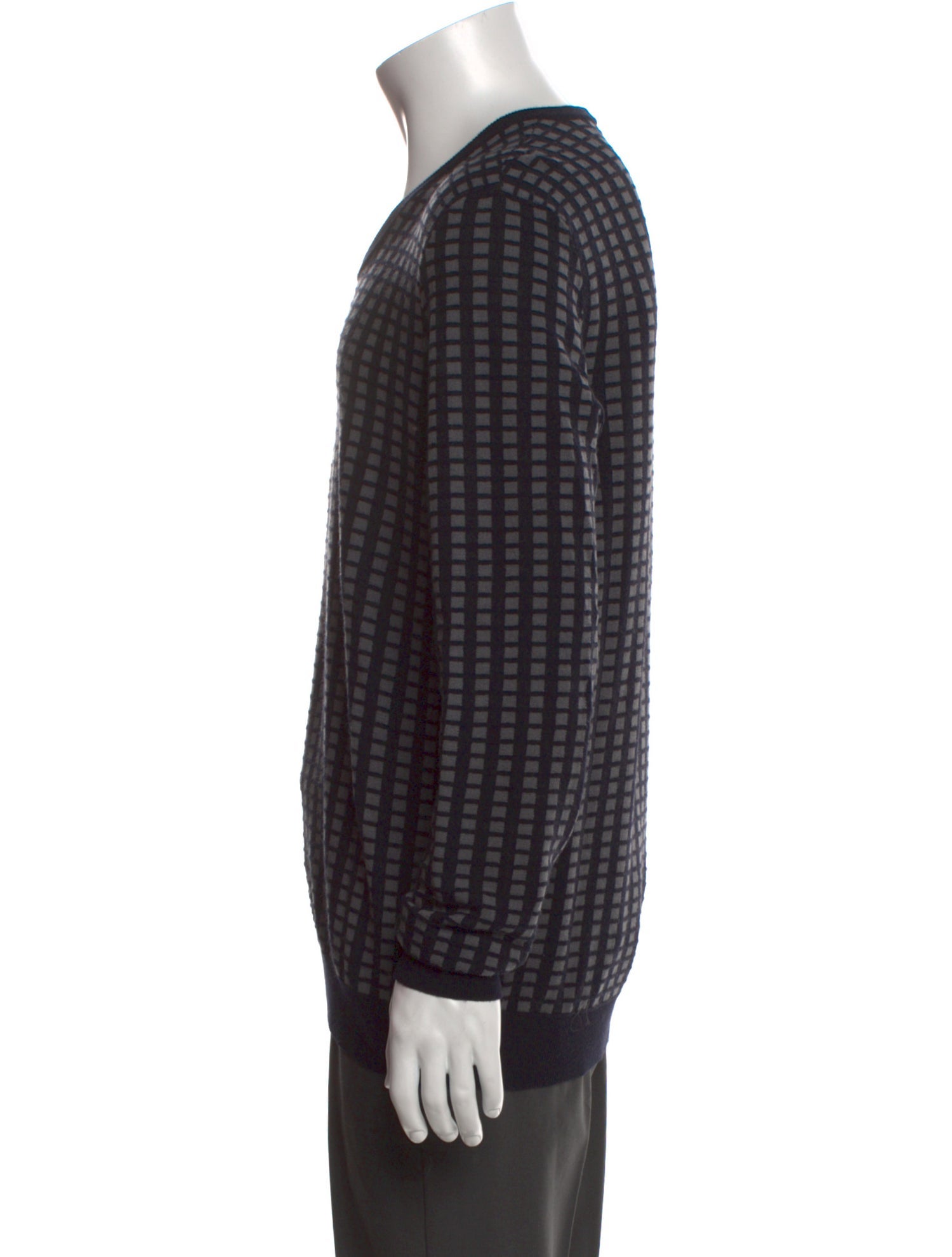 Giorgio Armani Plaid Print V-Neck Pullover