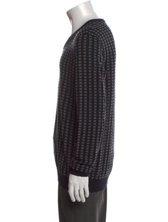 Giorgio Armani Plaid Print V-Neck Pullover