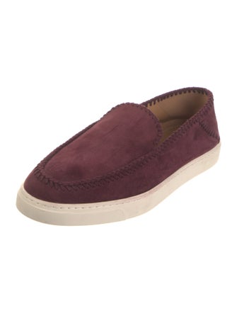 Giorgio Armani Suede Whipstitch Trim Boat Shoes