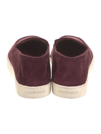 Giorgio Armani Suede Whipstitch Trim Boat Shoes