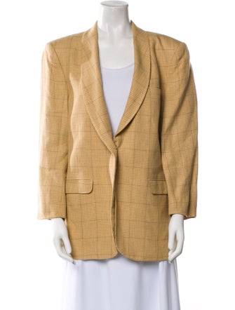 Giorgio Armani Linen Plaid Print Blazer
