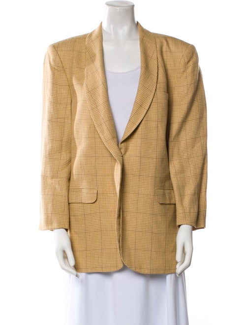 Giorgio Armani Linen Plaid Print Blazer