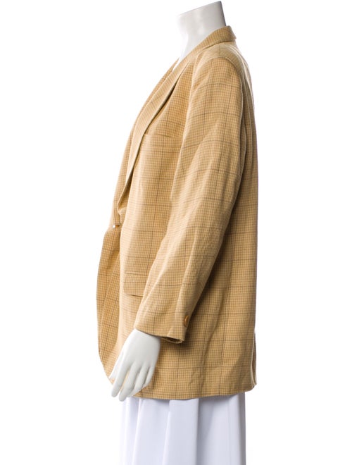 Giorgio Armani Linen Plaid Print Blazer