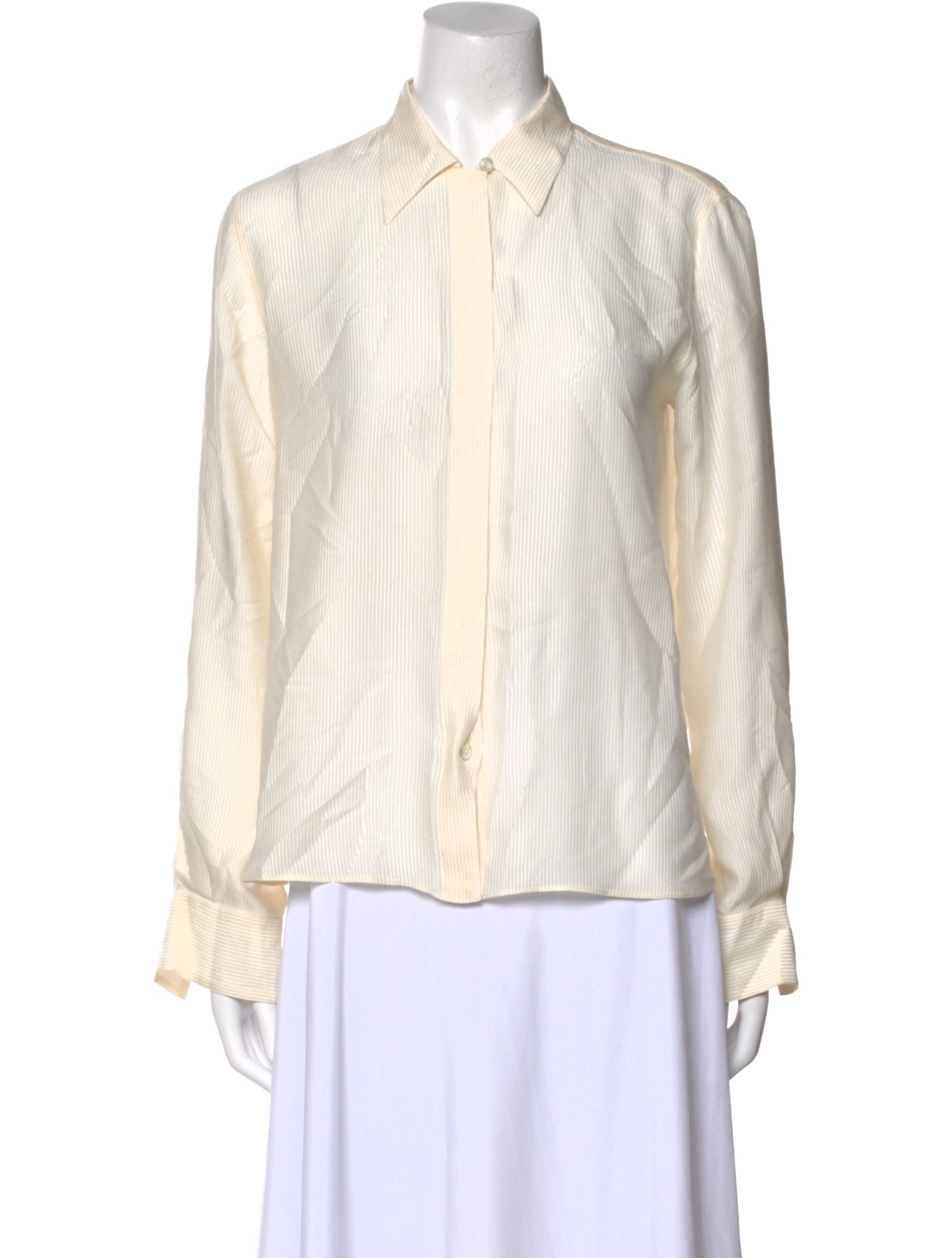 Giorgio Armani Silk Long Sleeve Button-Up Top