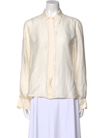 Giorgio Armani Silk Long Sleeve Button-Up Top