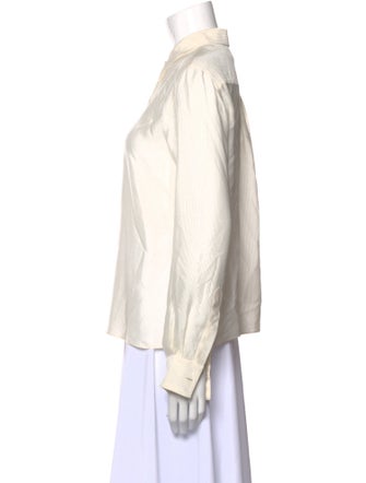Giorgio Armani Silk Long Sleeve Button-Up Top
