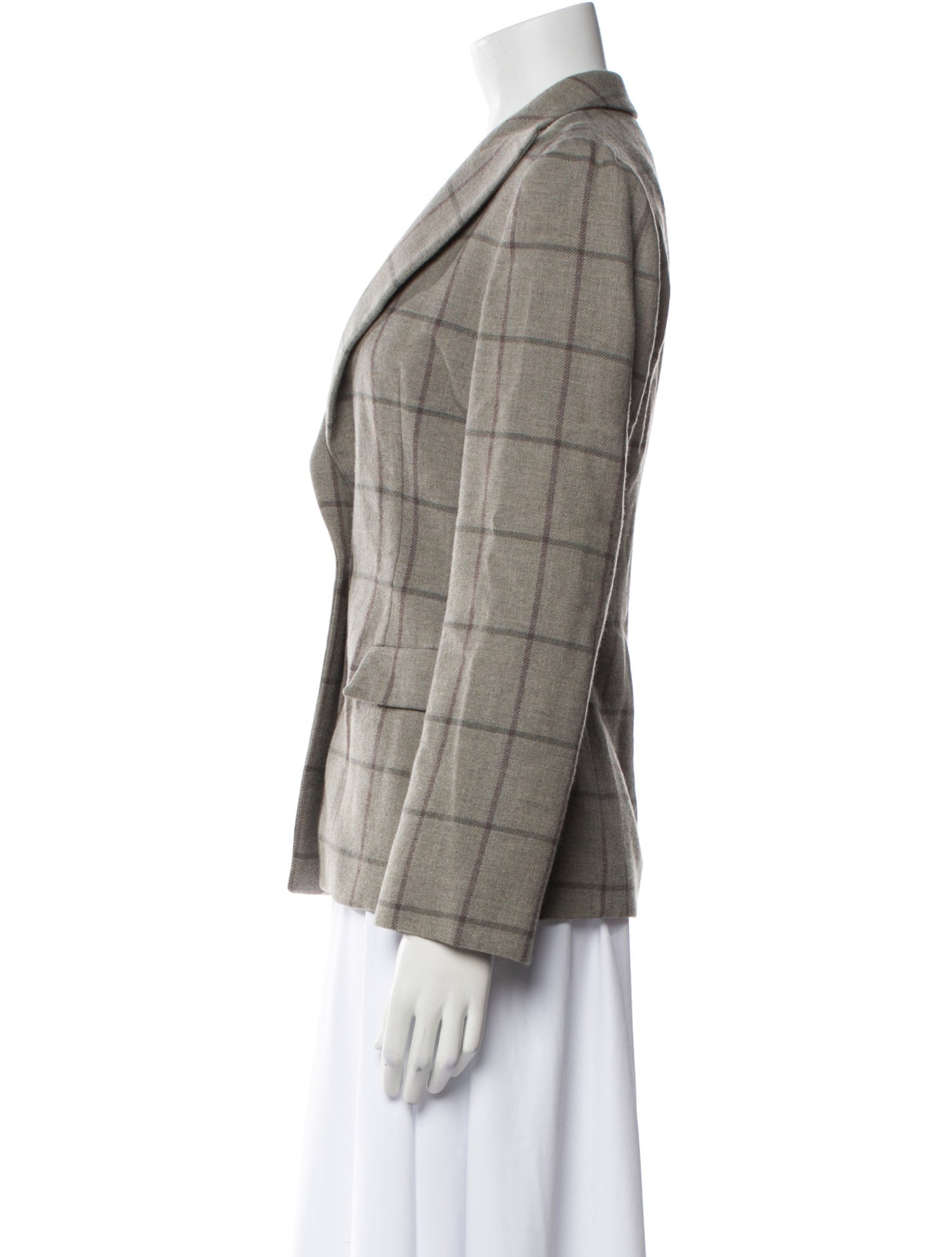 Giorgio Armani Virgin Wool Plaid Print Blazer
