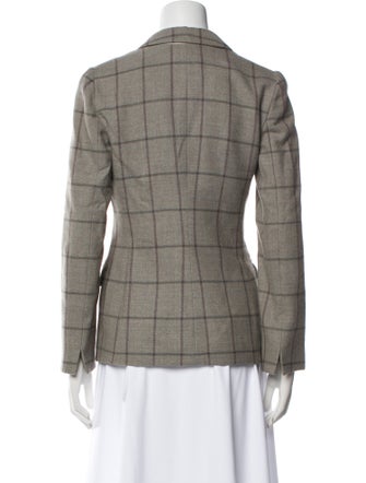 Giorgio Armani Virgin Wool Plaid Print Blazer