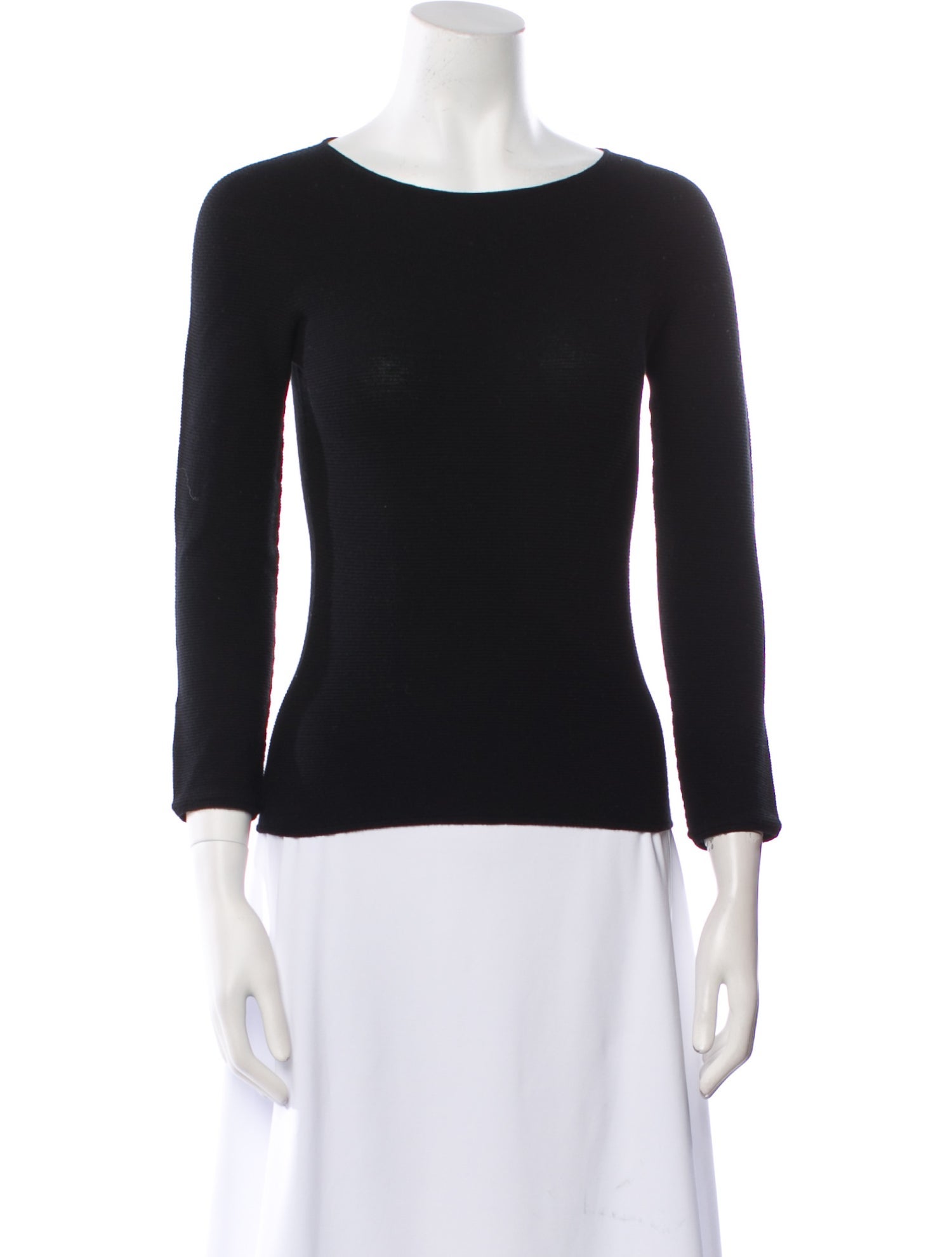Giorgio Armani Bateau Neckline Three-Quarter Sleeve Top