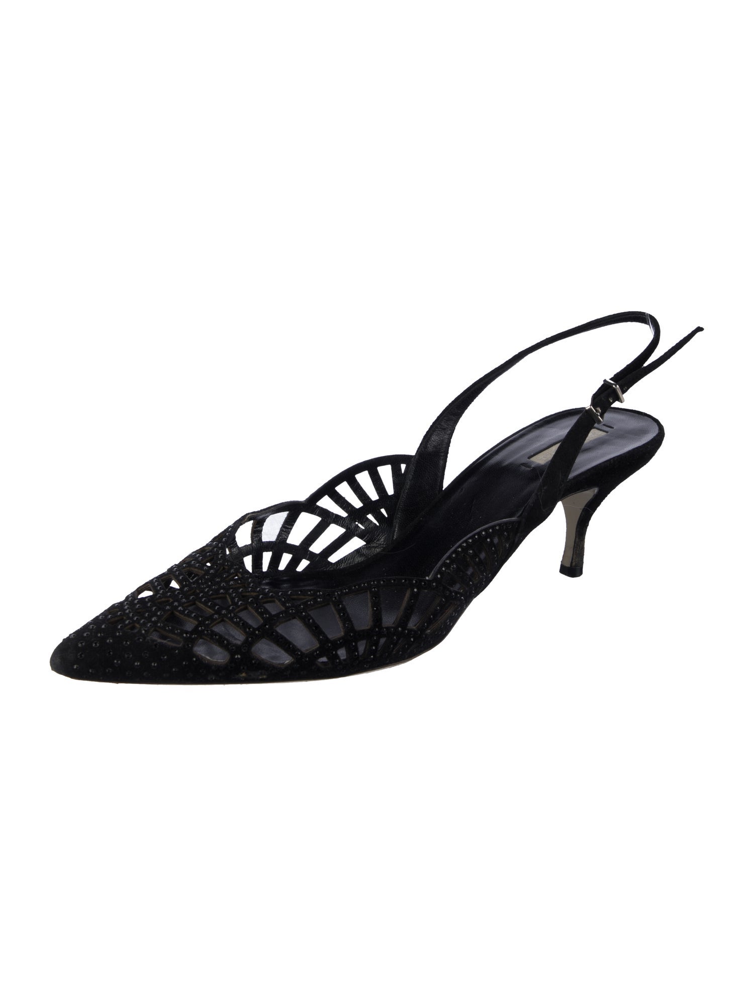 Giorgio Armani Suede Cutout Accent Slingback Pumps