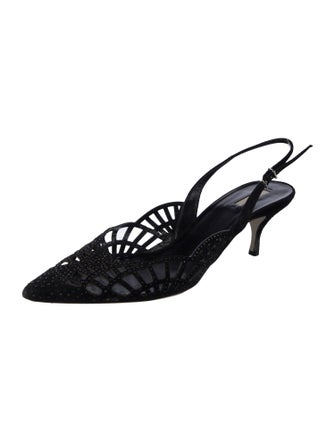 Giorgio Armani Suede Cutout Accent Slingback Pumps