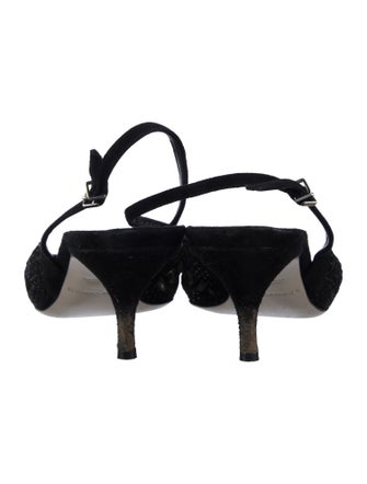 Giorgio Armani Suede Cutout Accent Slingback Pumps