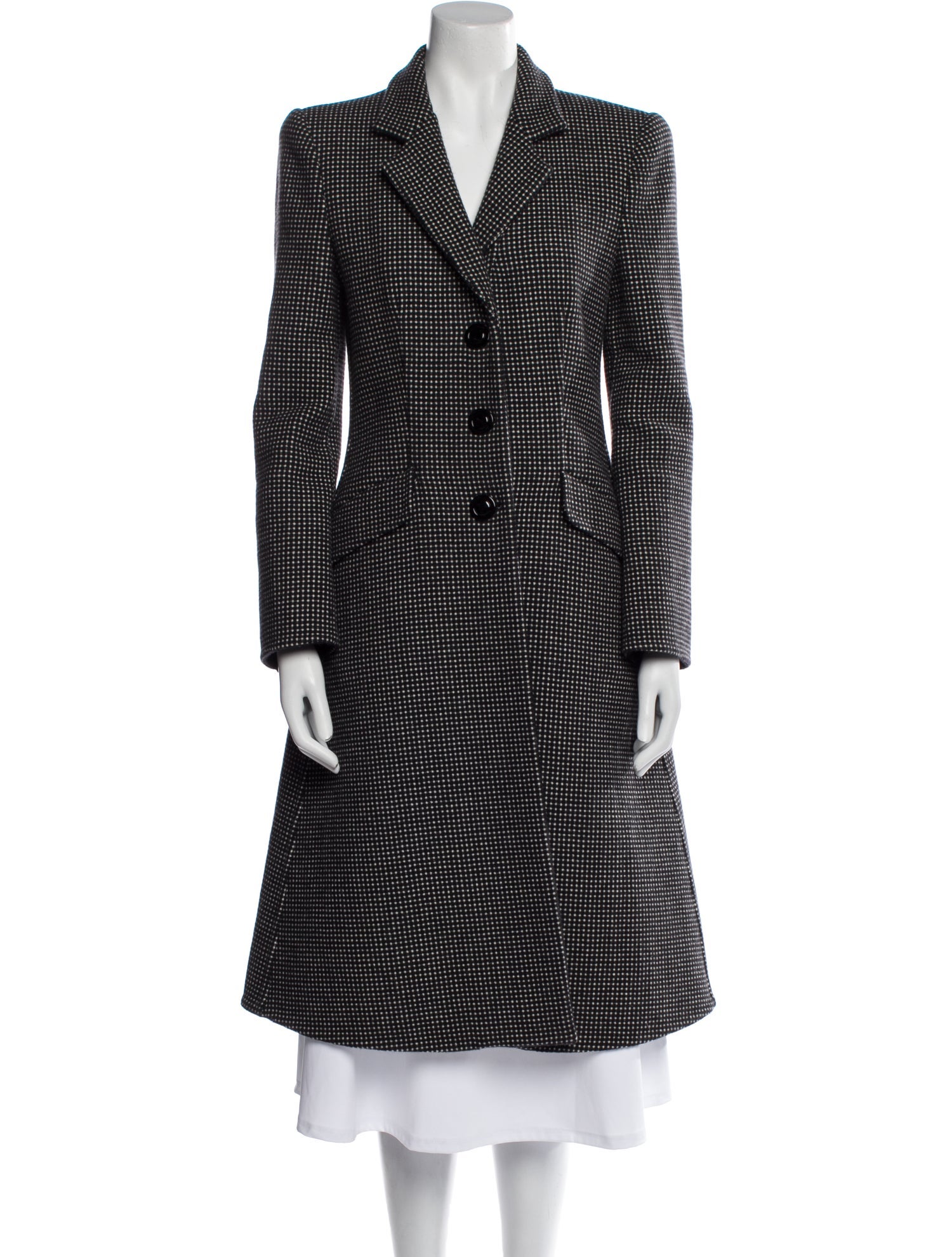 Giorgio Armani Wool Houndstooth Print Peacoat