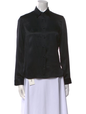 Giorgio Armani Silk Long Sleeve Button-Up Top