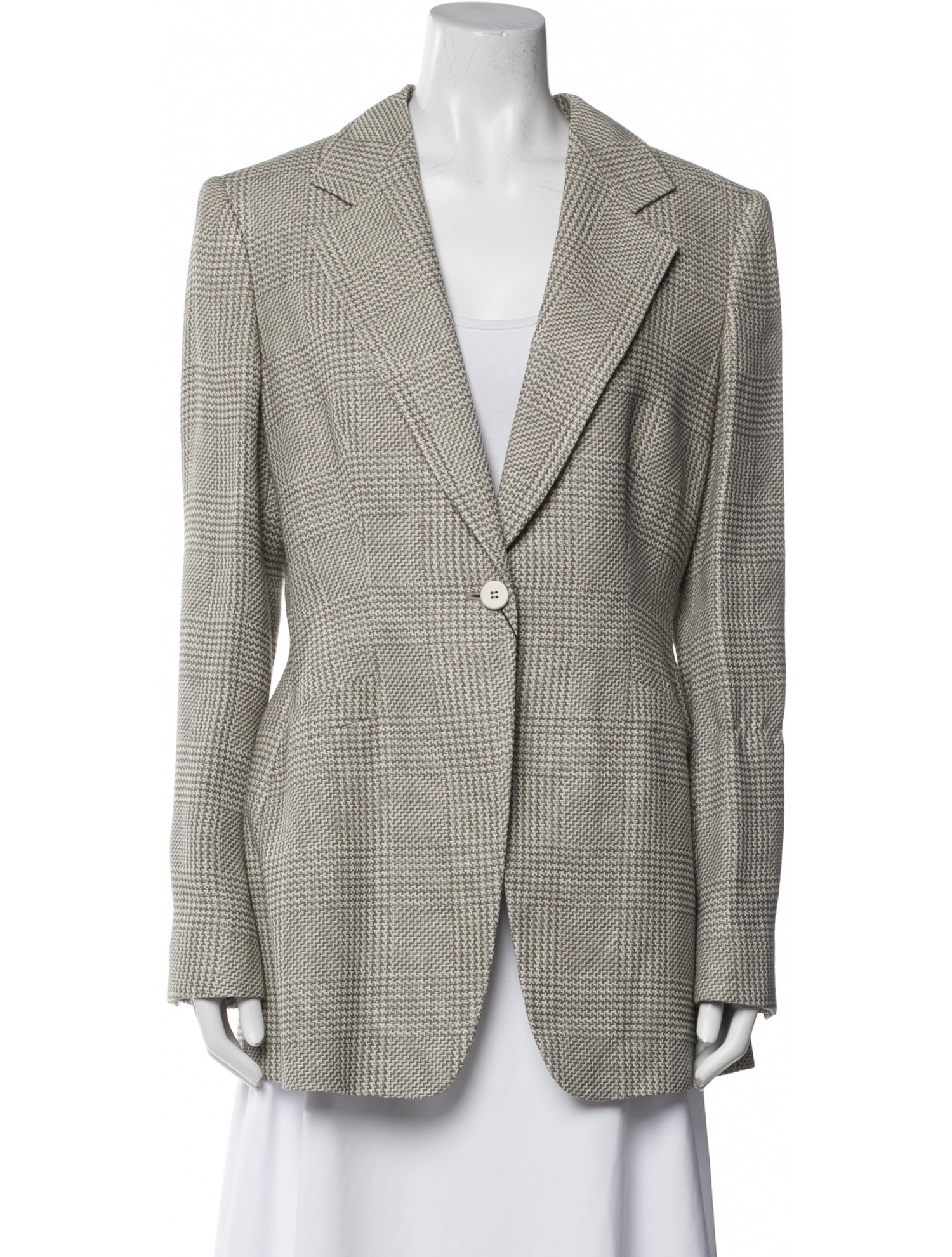 Giorgio Armani Wool Houndstooth Print Blazer