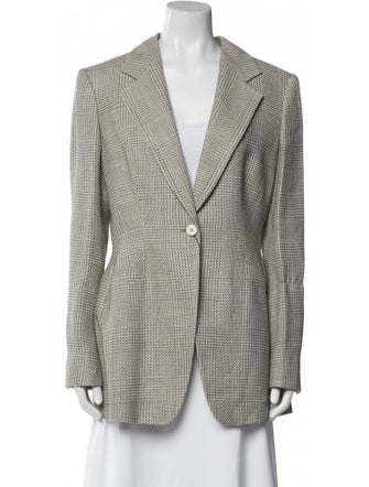 Giorgio Armani Wool Houndstooth Print Blazer