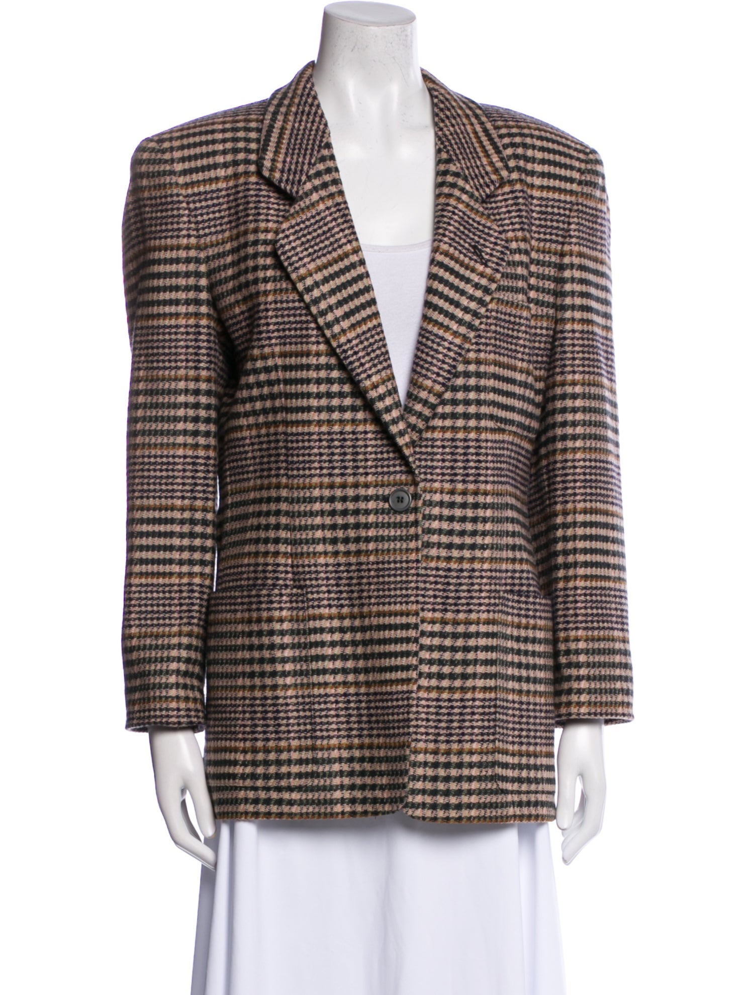 Giorgio Armani Wool Plaid Print Blazer