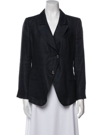 Giorgio Armani Linen Plaid Print Blazer