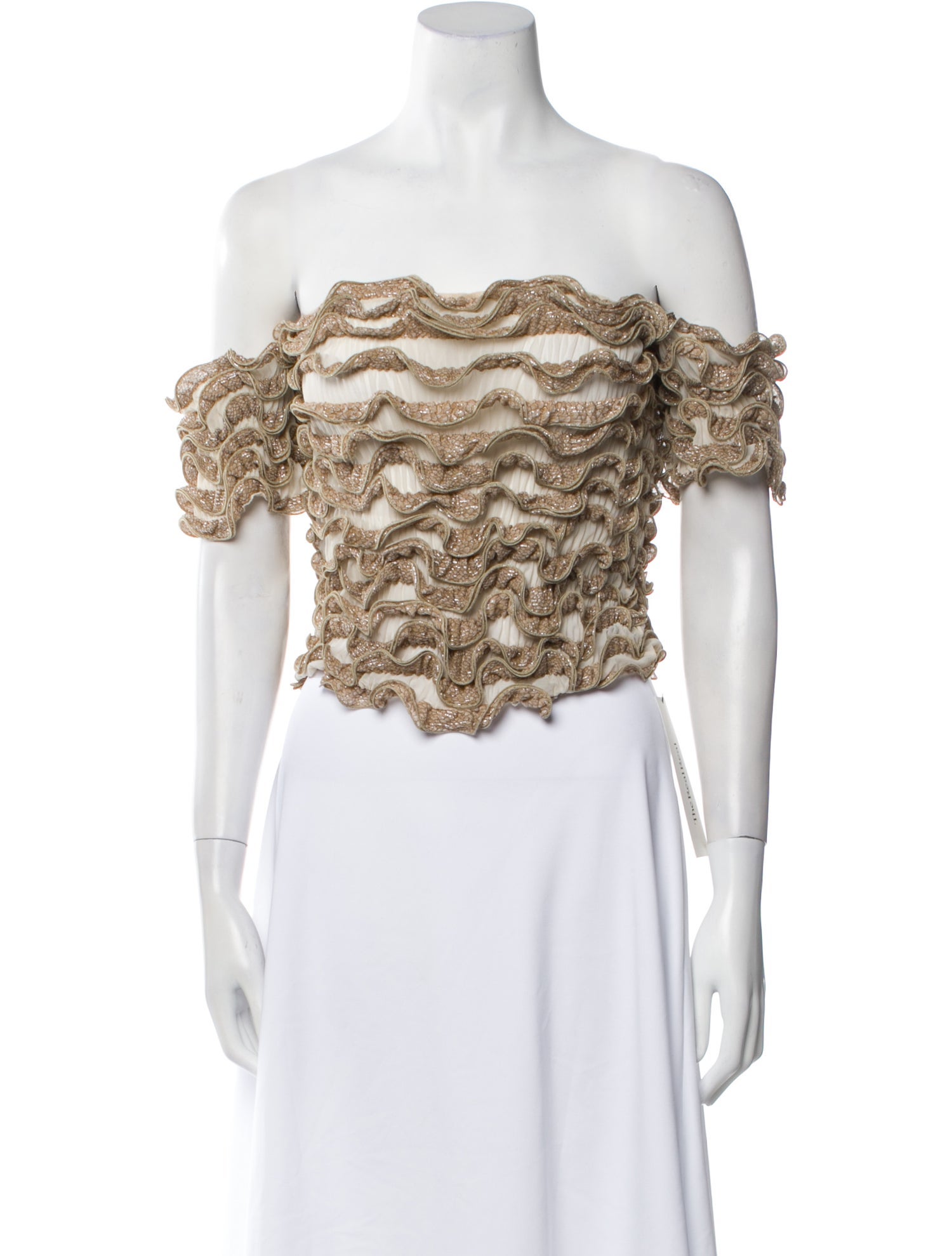 Giorgio Armani Off-The-Shoulder Short Sleeve Crop Top