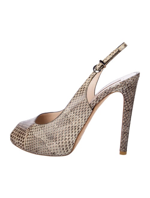 Giorgio Armani Snakeskin Animal Print Slingback Pumps
