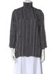 Giorgio Armani Silk Mock Neck Button-Up Top