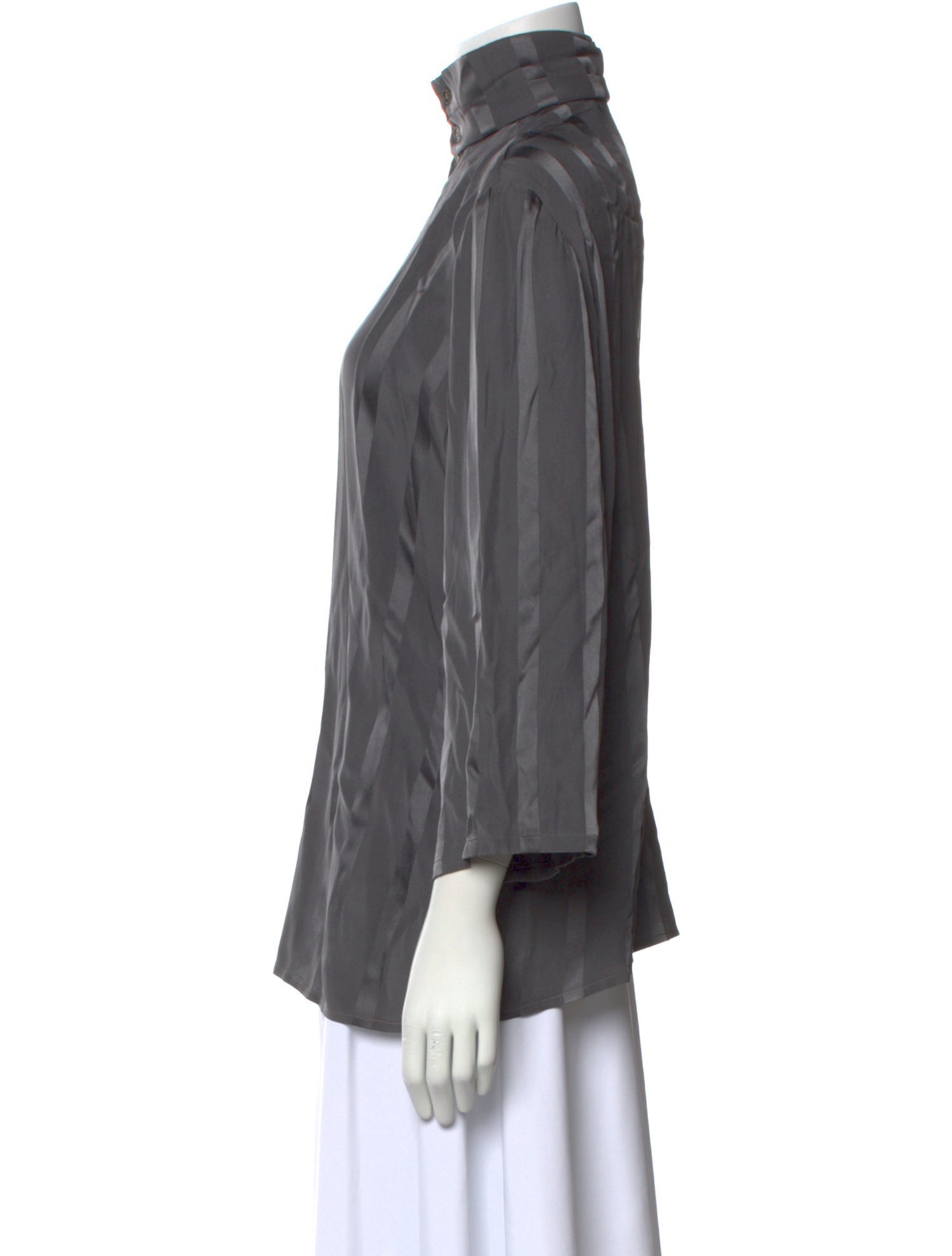 Giorgio Armani Silk Mock Neck Button-Up Top